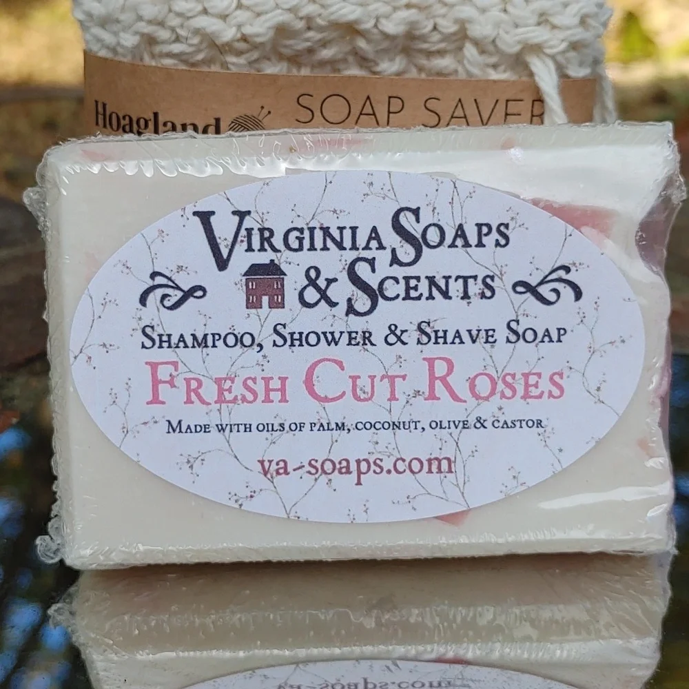 Virginia Soaps & Scents Fresh Cut Roses with Crocheted Soap Holder